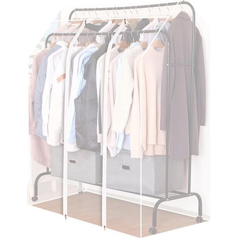 Housse de cintre imperméable et anti-poussière. Housse de protection transparente pour cintres doubles (1/5)