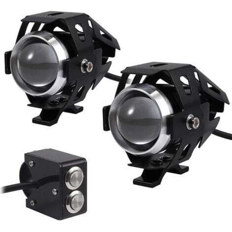 2 Stück 15W Motorrad-LED-Scheinwerfer, Motorrad-Zusatzscheinwerfer, Motorrad-Nebelscheinwerfer, LED-Scheinwerfer, 3000LM, U5 wasserdicht, 12-24V für Motorrad, Quad, Roller – mit Schalter