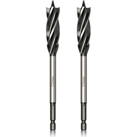 [JAMAIS UTILISÉ]Forets professionnels pour le travail du bois, 17 mm x 165 mm x 2 pièces, forets à guidage automatique, forets à queue hexagonale de 1/4 de pouce, adaptés au travail du bois.