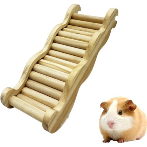 Pont En Bois Pour Hamsters - Pont Arqué Avec Échelle D'Escalade - Sans Peinture Ni Cire - Bois De Bouleau Et Hêtre - 1 Pièce