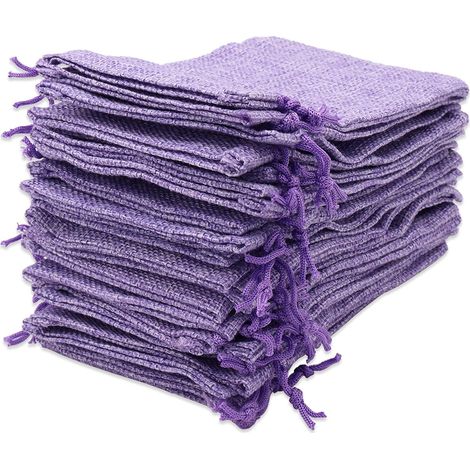 60 Jutesäckchen 10 x 15 cm mit Kordelzug, zum Befüllen und Bemalen (1/5)