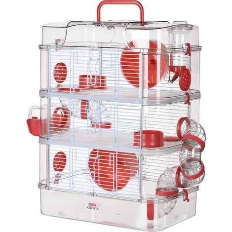 Cage sur 3 étages ZOLUX - Rody3 trio - Pour hamsters, souris et gerbilles - L 41 x p 27 x h 53 cm - Grenadine
