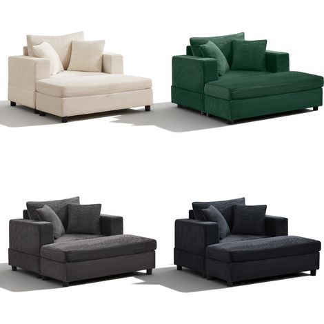 Chaiselongue beige avec rangement, coussins inclus pour salon et chambre (1/5)