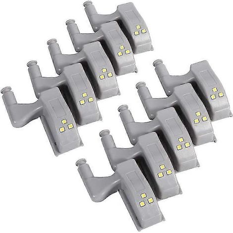 Lot de 10 lampes LED à capteur de charnière pour placard, armoire, cuisine, penderie, armoire (blanc froid) (1/5)