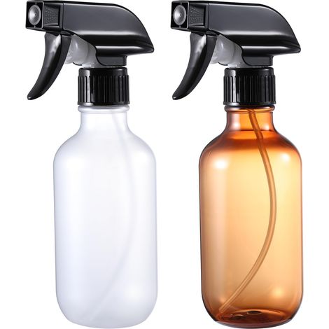 2er-Pack leere Sprühflaschen aus Kunststoff, nachfüllbar, mit verstellbarem Sprühkopf für Blumen, Garten, Haustiere – Braun – 300 ml