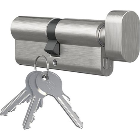 Knopfzylinder Türschloss Profilzylinder mit Knopf vernickelt 45mm x 35mm