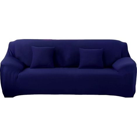 4353 Funda para sofá de 3 plazas tela elástica y color liso muy fácil de poner  Color: Azul