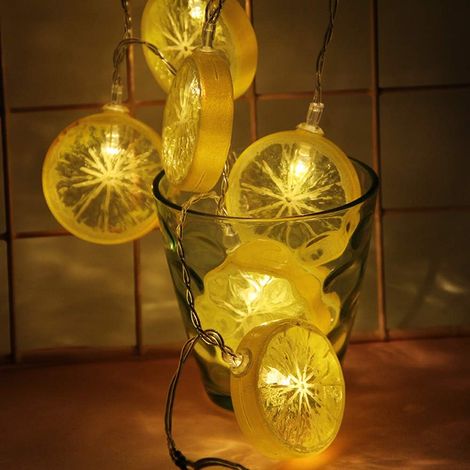 Guirlande fruit LED 2.5M, 20 LEDs, fil cuivre, piles, mariage/DIY
