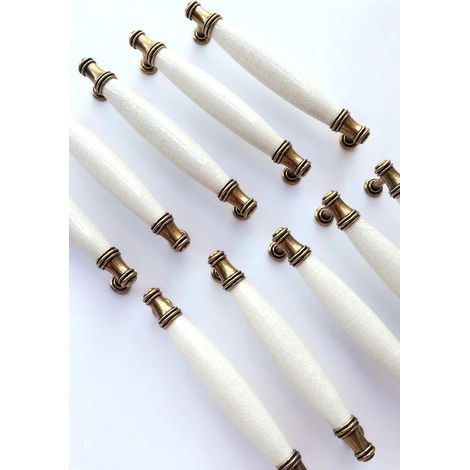 Belle vie 10 x Ceramic Furniture handle Tube bar handle, Furniture door stick handle, Kitchen Cabinet door bar handle with Screws Hole distance 128MM (1/5)