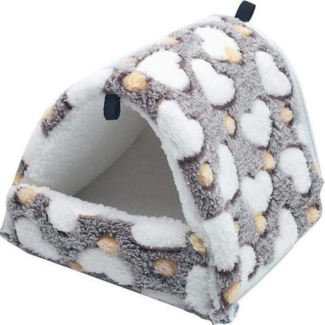 Couchage Rongeur Peluche Petite Maison Hamster Hamac Jouet Lit Cabane pour Cochon d'Inde Lapin Chinchilla Furet, Marron L (1/4)