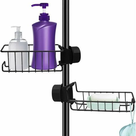 Stainless Steel Shower Shelf No Drilling, Black Stainless Steel Telescopic Bathroom Shelf, Shower Support Shelf, Soap Dish, Shower Rod, Shampoo Shower Tray MUMU (1/4)