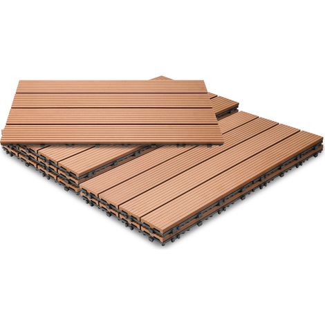 Randaco 30 x 60cm Braun Terrassenfliesen 30 Stück Klickfliesen in Holzoptik, WPC Fliese