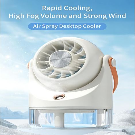 Mini-Ventilateur Bureau - Rafraîchissement estival - Brumisation USB vitesses réglables - Intérieur extérieur - Blanc cassé (1/3)