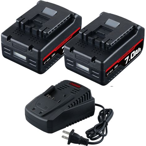 2× 7.0Ah BAT609 Akku-Ersatz für Bosch 18V Akku + 14.4V-18V Lithium Ladegerät BAT609 BAT622 BAT609G BAT618G BAT619 BAT619G BAT610G