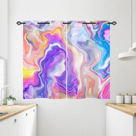Rideau Occultant Coloré Abstrait Moderne Marbre Rideau Thermique Isolant Tenture Opaque à Oeillets Draperies Intérieurs pour Maison Chambre Salon 2 Panneaux L 71 x H 138 cm - 71L X 138H cm (2 Panneaux (1/5)
