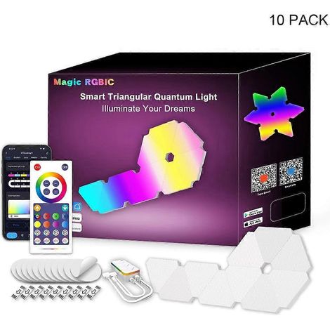 Lot de 3/6/10 lampes murales LED hexagonales avec éclairage d'ambiance Wi-Fi pour jeux vidéo et contrôle par application Bluetooth. (1/4)