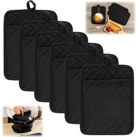 6PCS Maniques Cuisine Tissu 24x18cm Gant Anti Chaleur Gant Four Gants de Four Anti Chaleur Manique Barbecue Anti Chaleur Maniques (1/4)