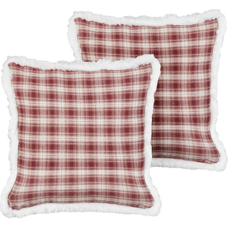 Set di 2 cuscini sparsi in tessuto da lancio con motivo natalizio Tartan 45 x 45 cm Rosso Brookies