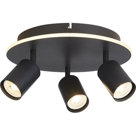 Searchlight San Plafonnier Diego à 3 lumières, noir mat, 3 ampoules GU10 (1/5)