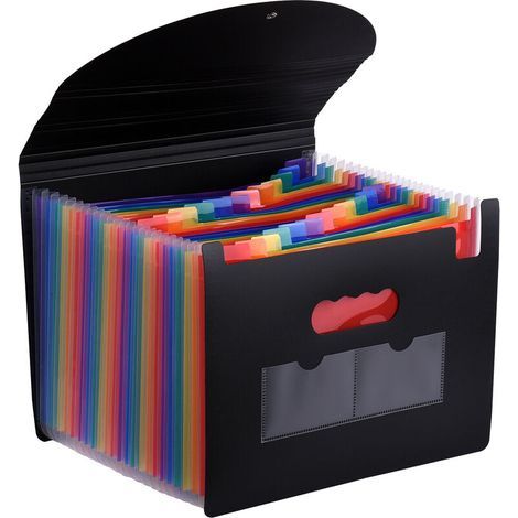 24-pocket expandable binder with cover, accordion-style file organizer, A4 letter size, document organizer, rainbow color, for home, office, school (1/4)