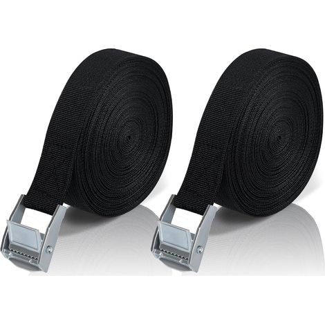 8M Sangle d'Arrimage, 2 Pièces Sangle à Griffe avec Boucle de Serrage en Alliage de Zinc pour Fixation Moto/Voiture/Porte Vélo/Bagage/Déménagement Puissance de Traction (1/5)