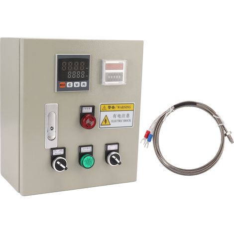 Boîtier de régulation de température 0-400°C Thermostat PID avec thermocouple 380VAC 7.5KW (1/5)