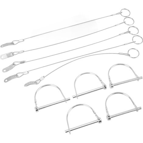 Lot de 5 goupilles de sécurité en arc avec chaîne anti-perte 6x70mm, axe en acier inoxydable pour remorque, VTT, camion (1/5)