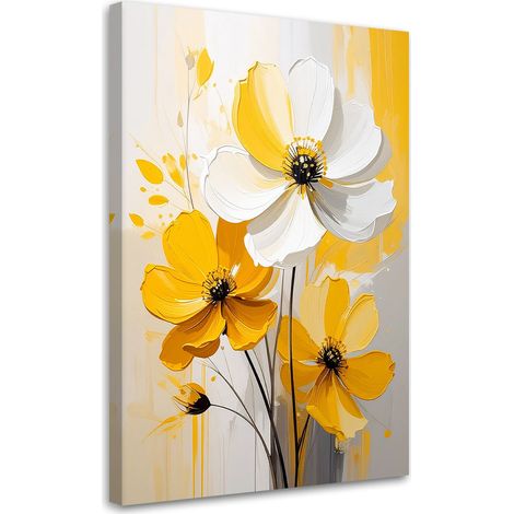 Stampe su Tela, Fiori gialli in una composizione pittorica moderna - 20x30 (1/2)