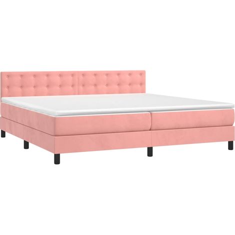 vidaXL Giroletto a Molle con Materasso Rosa 200x200 cm in Velluto