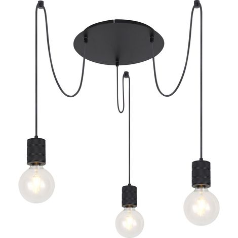 Suspension 3 ampoules en métal design industriel HERMINE