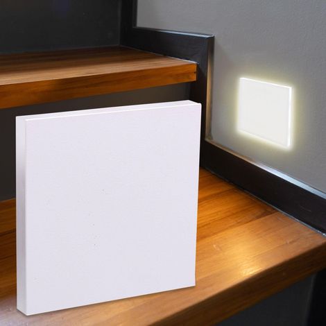 LED Treppenleuchte eckig weiß - Lichtfarbe: Warmweiß 1,5W - Lichtaustritt: Linea (1/5)
