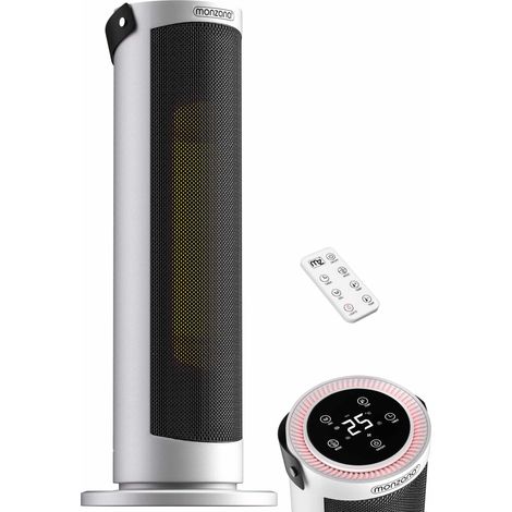 MONZANA® Calefactor Bajo Consumo 2000W Cerámico Modo ECO Oscilacion 4 Modos Temporizador Mando a Distancia, Color a Elegir Blanco (1/8)