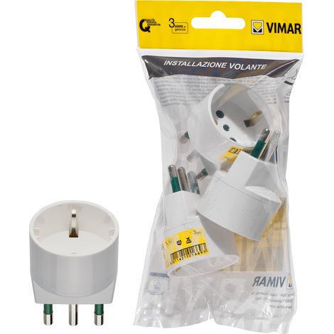 Vimar FP00303.B Adattatore semplice SICURY 250 V 3 pezzi, spina grande 2P+T 16 A standard IT tipo S17, presa 2P+T 16 A standard IT tipo P30 (1/3)