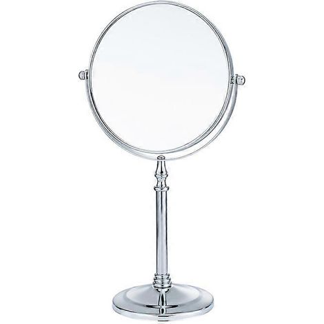 Miroir de maquillage grossissant 10x (18 cm) avec support, idéal pour les chambres et les salles de bain. Miroir de bureau rond classique sur pied, grossissement double face 10x/1x. (1/5)