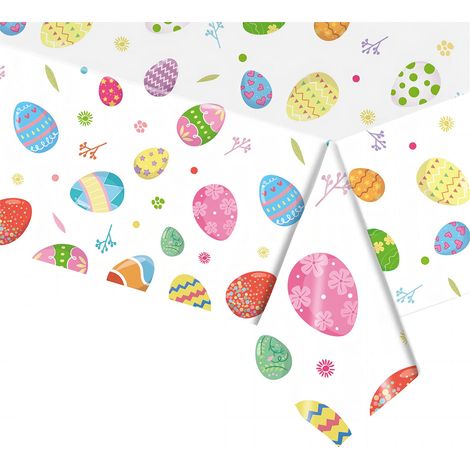 Nappe de fête de Pâques 137 x 274 cm - Œufs colorés - Décoration de table en plastique pour enfants et adultes - Décoration de table (1/5)
