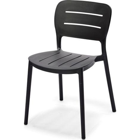 Chaise empilable en polypropylène Noir 53x46x79cm (Lot de 4) - Feros (1/5)