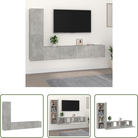 Meuble tv classique - Ensemble de meubles TV 4 pcs Gris béton Bois d'ingénierie (1/5)