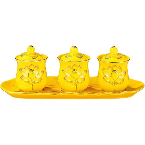 Three Piece Set Together Guanyin Cup with Lid Ceramic Tea Cup (1/5)
