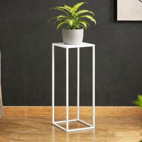 DanDiBo Blumenhocker Metall Weiß Eckig 70 cm Blumenständer Beistelltisch 96482 L Blumensäule Modern Pflanzenständer Pflanzenhocker (1/5)