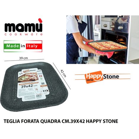 Mamù Teglia Rettangolare forata, antiaderente, alluminio, 7 strati, PFOA free, antigraffio, 39x42 cm