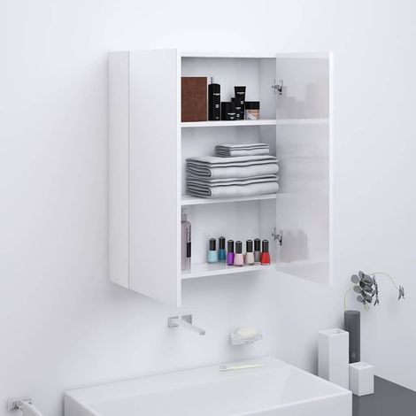 vidaXL Armario de espejo de baño MDF blanco brillante 60x15x75 cm (1/5)