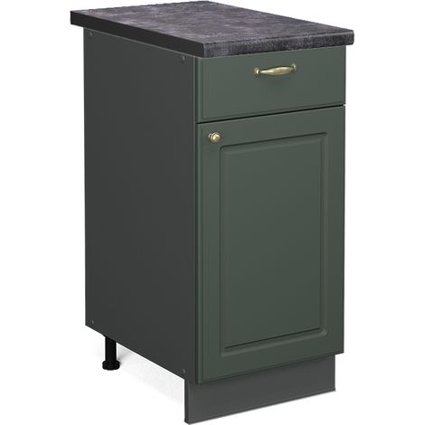 Küchenunterschrank Fame-Line, Grün-Gold Landhaus, 40 cm , AP Anthrazit, Vicco