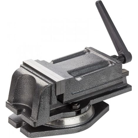 Dema – Étau de précision 125 mm – Mâchoires pour usinage – Guidage parallèle avec vis d'entraînement – Assiette pivotante avec échelle de mesure