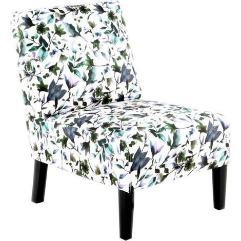 Fauteuil Design Imprimé "Indira" 84cm Beige & Vert (1/3)