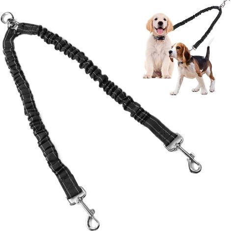 Double Laisse pour 2 Chiens,Laisse Double Chien,Rotation Libre sur 360° pour Chiens Réfléchissant,Anti-bobinage,Dog Leash for 2 Dogs,50-80 cm Longueur Extensible,pour Petits et Grands (1/5)