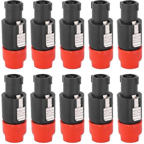 10 connecteurs pour haut-parleurs audio C NL4FC, étanches, fiche Speakon 4 broches, connexion par câble (rouge) (1/4)