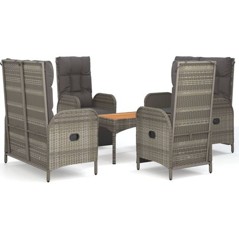 Maison Exclusive - Set da Pranzo da Giardino 5 pz con Cuscini in Polyrattan Grigio (1/5)