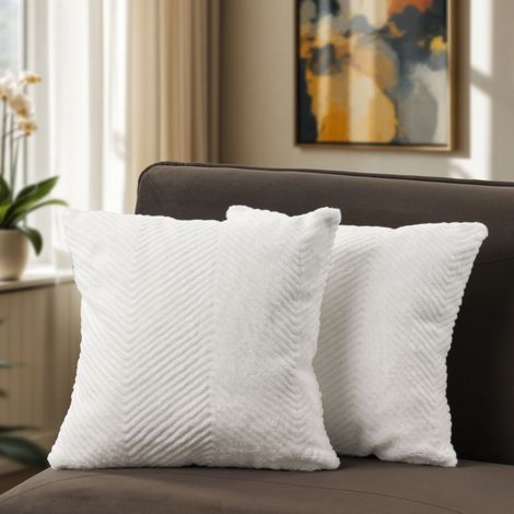 Paco Home Funda De Cojín Set De 2 Cojines Decorativos Para Sofá De Salón Unicolor Moderno 2pcs-Set, Crema (1/5)