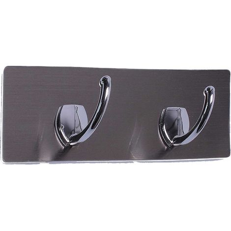 Piastrina adesiva con 2 ganci grigi 22 x 7,5 cm (1/2)