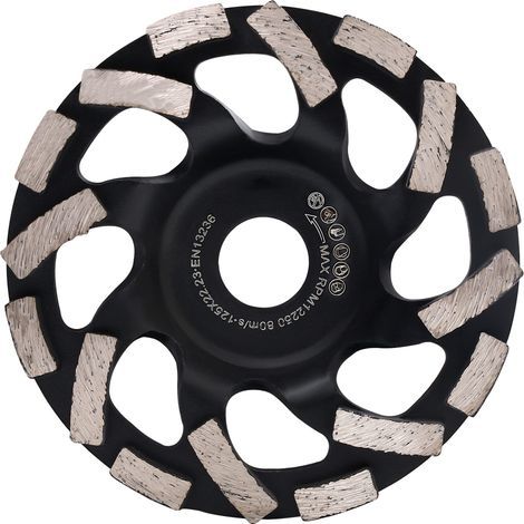 Meule diamantée de 125 mm – Vitesse maximale : 12 250 tr/min – Convient pour le meulage du béton, de la pierre et du granit. (1/5)